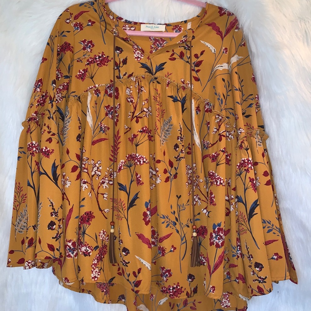 Long flare sleeve top